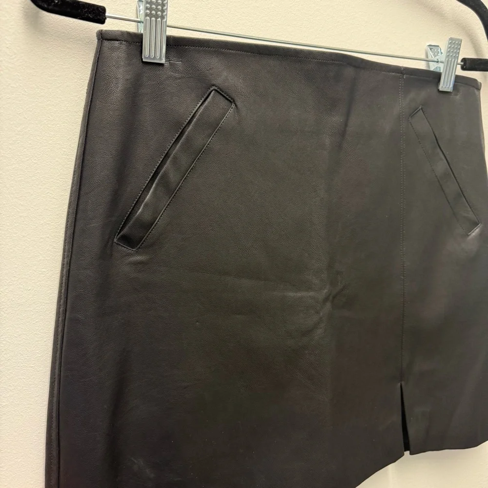 Olivaceous Faux Leather Mini Skirt, Black | Size Medium